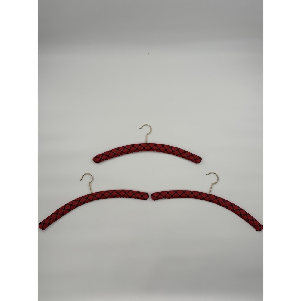 Vintage West Germany Padded Clothes Hangers Set of 3 Red Black Gold 16"